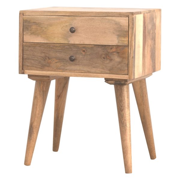 Solid Oak Finished Mango Wood Scandinavian Style Two Drawer Cabinet - Image 3