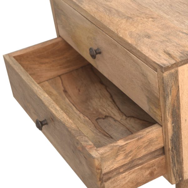 Solid Oak Finished Mango Wood Scandinavian Style Two Drawer Cabinet - Image 6