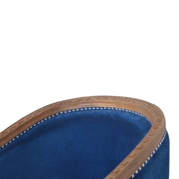 Solid Mango Wood Royal Blue Velvet Occasional Chair - Image 6