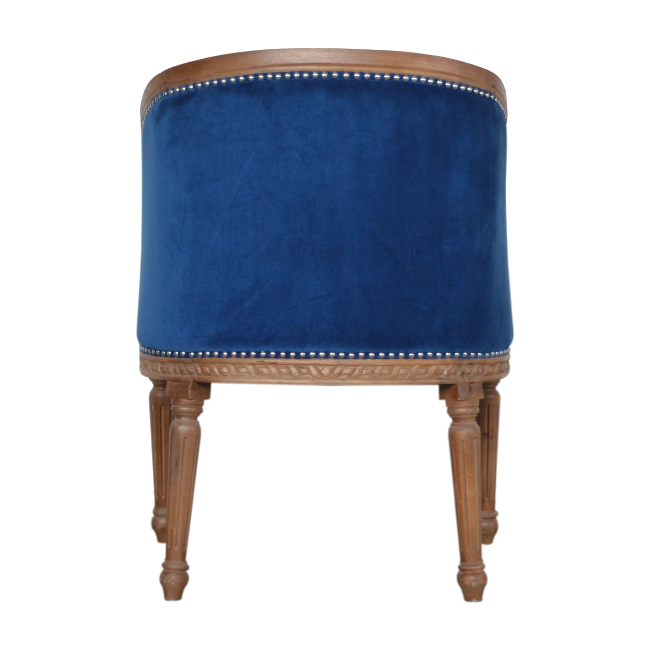 Solid Mango Wood Royal Blue Velvet Occasional Chair - Image 9