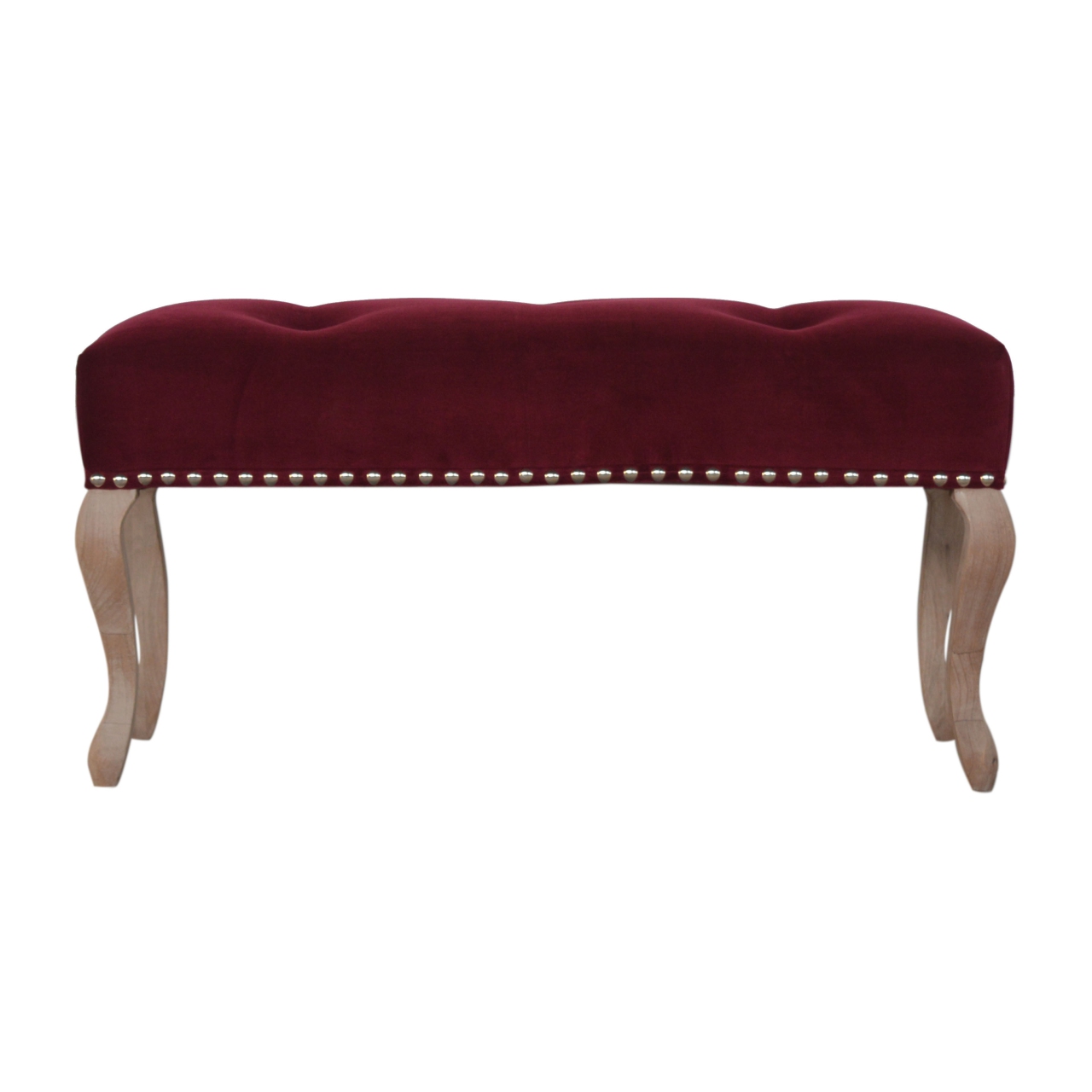 Solid Mango Wood French Style Wine Red Bench