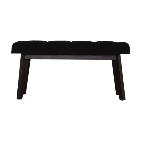 Solid Mango Wood Black Velvet Hallway Bench