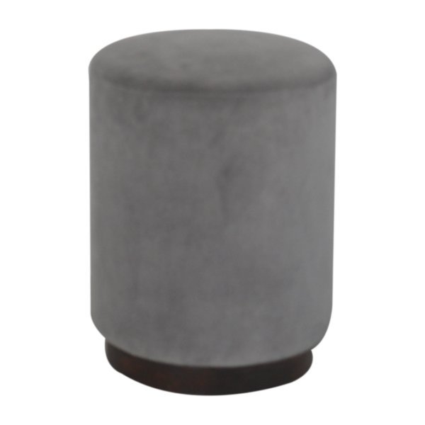 Solid Mango Wood Grey Velvet Stool with Walnut Finished Base - Image 8