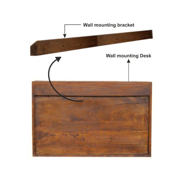 Solid Mango Wood Geo Brass Flip Down Writing Desk - Image 9