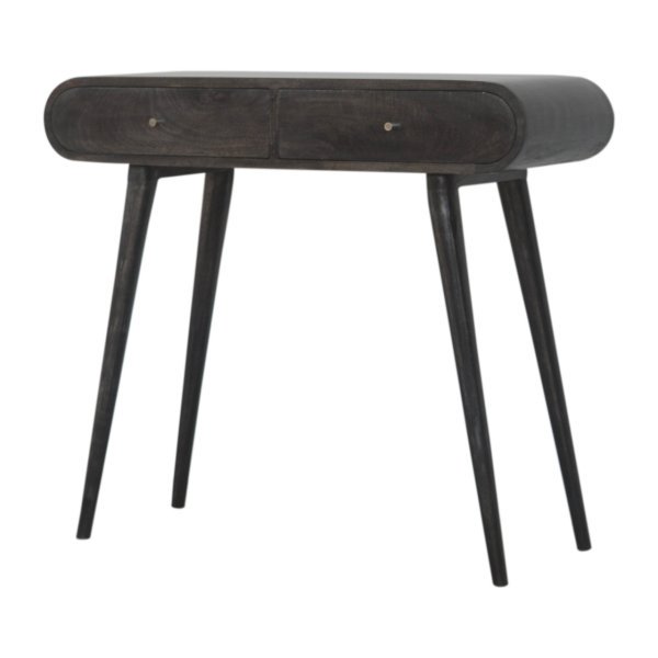 Solid Mango Wood Ash Black Curve Console Table - Image 3