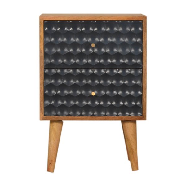 Solid Mango Wood Navy Blue Honeycomb Bedside