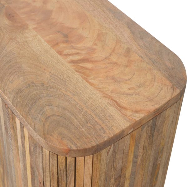 Solid Oak Finished 2 Door Striped Mango Wood Scandinavian Style Cabinet - Image 3