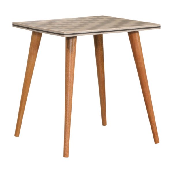 Solid Mango Wood Checkered End Table - Image 2