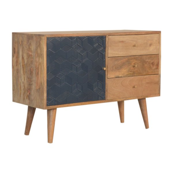 Solid Mango Wood Acadia Black Cabinet with Drawers - Image 3