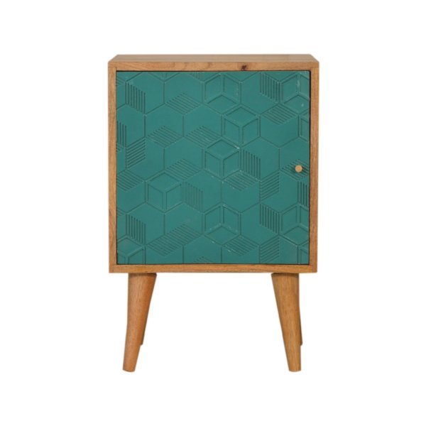 Solid Mango Wood Acadia Teal Bedside