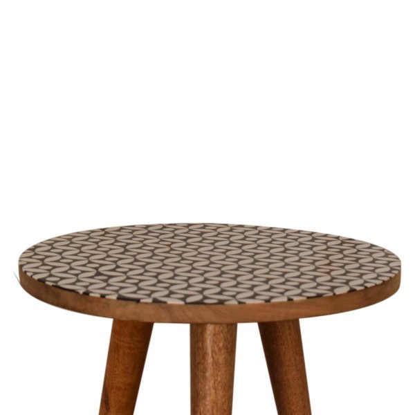Solid Oak Finished Diamond Pattern Mango Wood Scandinavian Style End Table - Image 2