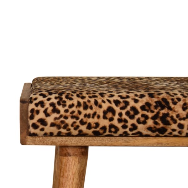 Mango Wood Leopard Velvet Tray Style Footstool - Image 3