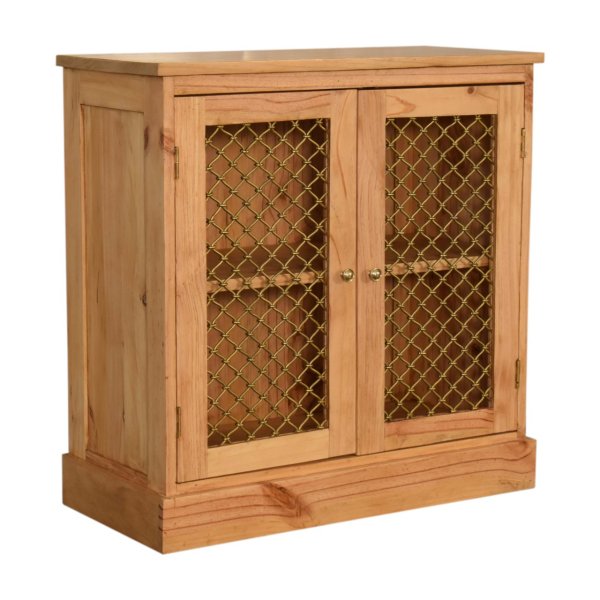 Solid Pine Rustic 2 Caged Door Cabinet - Image 3