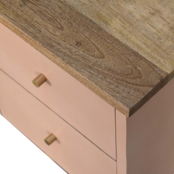 Mango Wood Blush Pink Hand Painted Bedside - Image 5