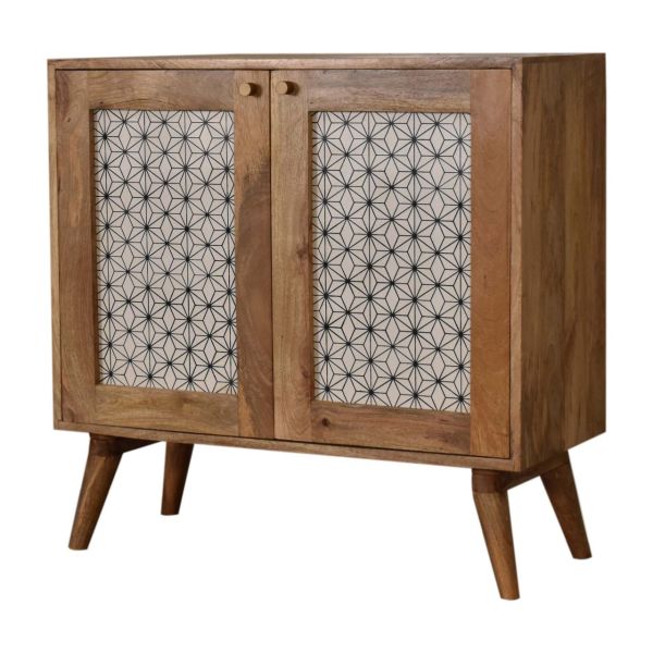 Solid Mango Wood Geometric Screen Printed Cabinet - Image 2