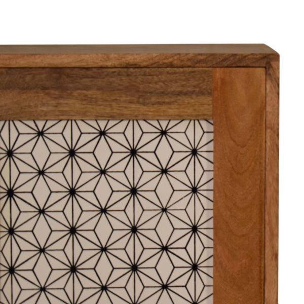 Solid Mango Wood Geometric Screen Printed Cabinet - Image 4