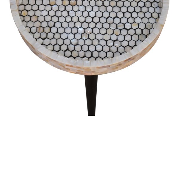 Solid Mango Wood Honeycomb Mosaic End Table - Image 2