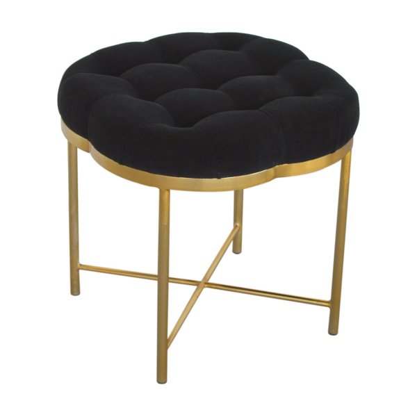 Clover Black Velvet Footstool - Image 3