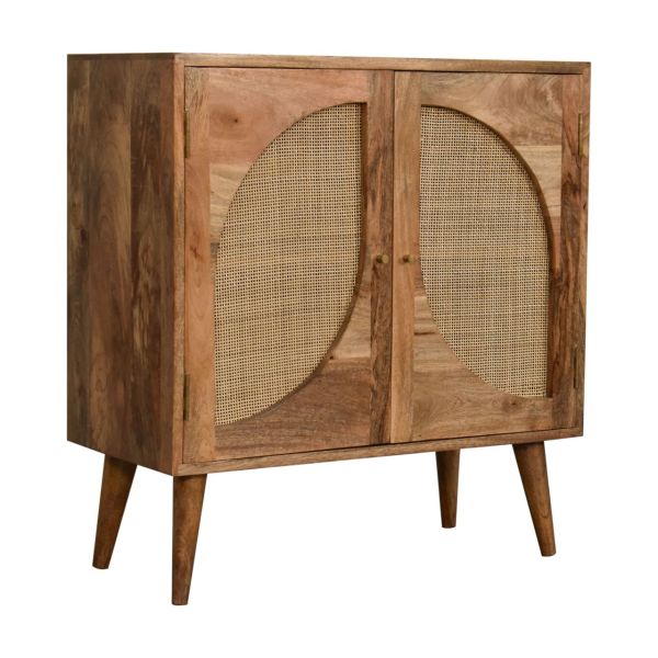 Solid Oak Finished Mango Wood 2 Door Woven Leaf Pattern Door Inserts - Image 2