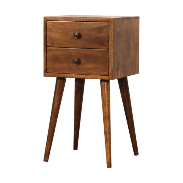 Mango Wood Mini 2 Drawer Chestnut Bedside