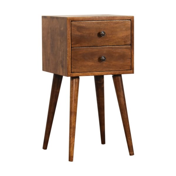 Mango Wood Mini 2 Drawer Chestnut Bedside - Image 2