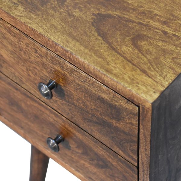 Mango Wood Mini 2 Drawer Chestnut Bedside - Image 4