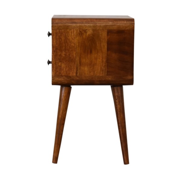 Solid Mango Wood Mini Chestnut Curved Bedside - Image 9