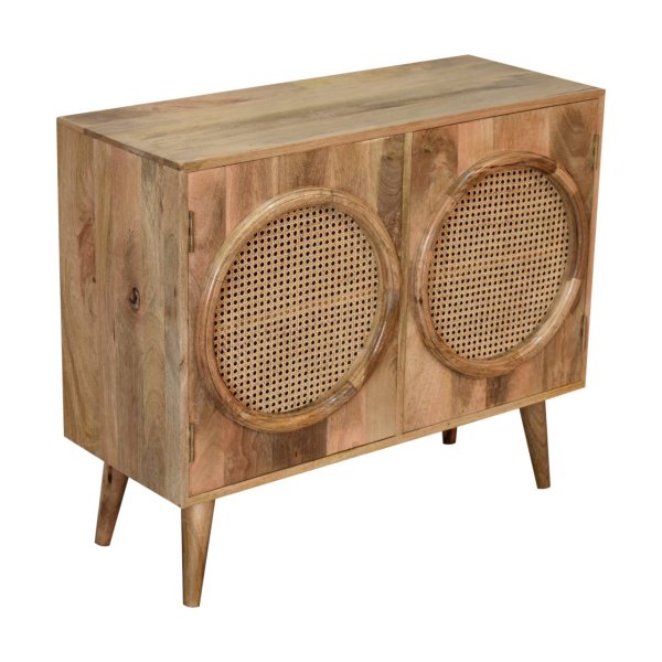 Solid Mango Wood Oak Finished with Rattan Larissa Cabinet - Image 7