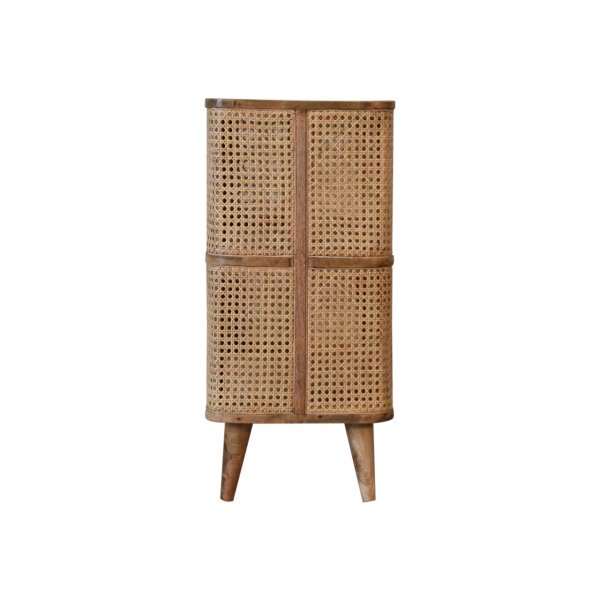 Solid Mango Wood Oak Finished with Rattan Double Open Cabinet - Image 8