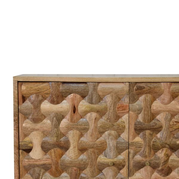 Solid Mango Wood Oak Finished Kita 2 Door Cabinet - Image 4