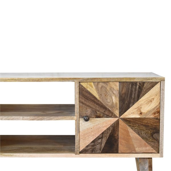 Solid Mango Wood Oak and Classic Grey Finished 2 Door Media Unit - Image 4