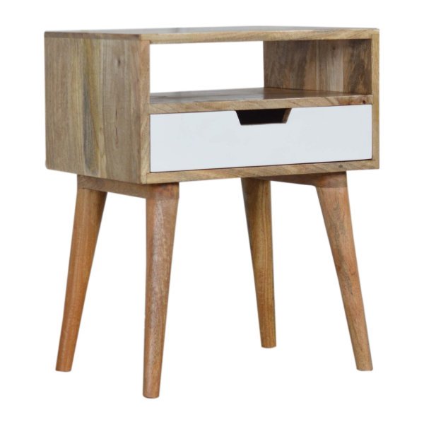 Solid Mango Wood Two Tone Scandinavian Style 1 Drawer Cabinet - Image 3