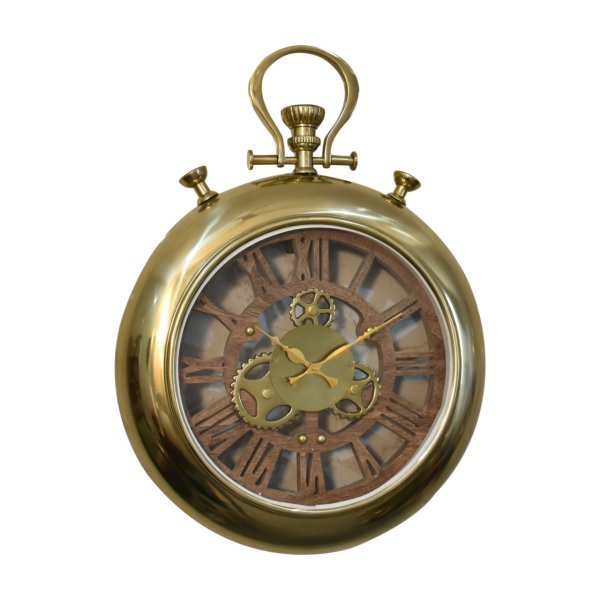 Solid Mango Steampunk Gold Coloured Wall Clock