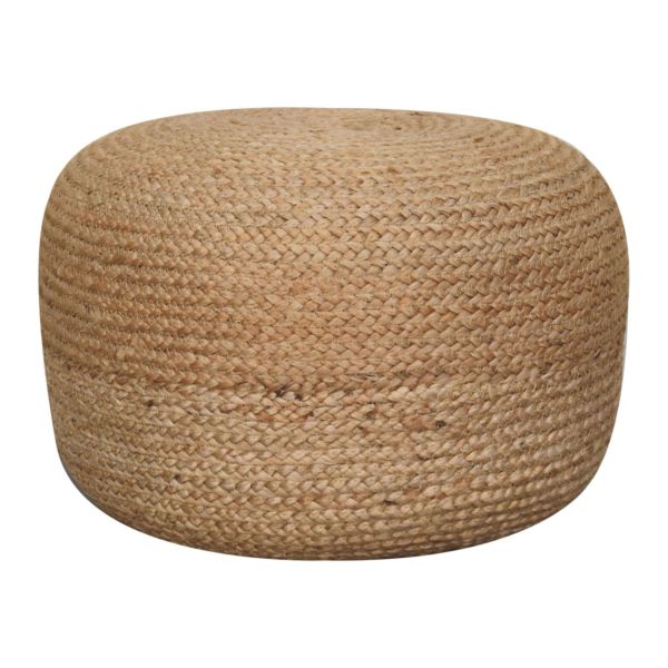 Solid Mango Wood Jute Footstool/Pouffe