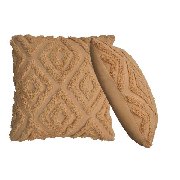 Solid Mango Mustard Mini Diamond Tassle Cushion Set of 2