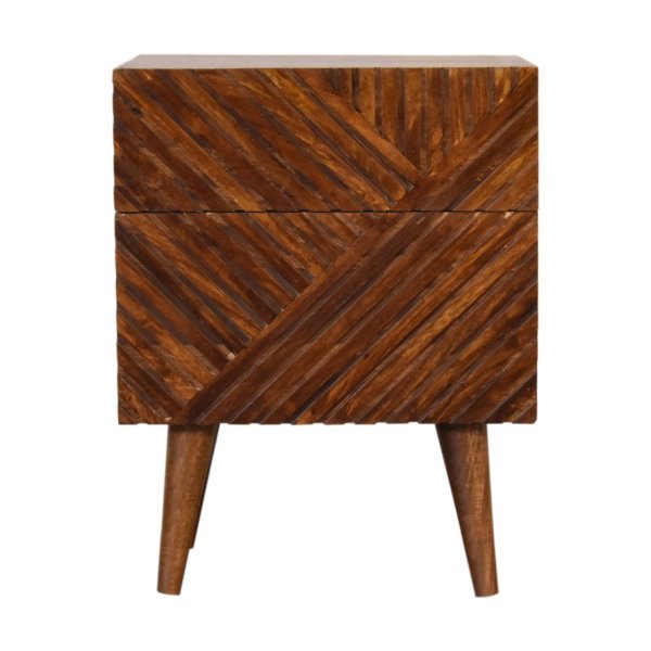 Mango Wood Lille 2 Drawer Chestnut Bedside