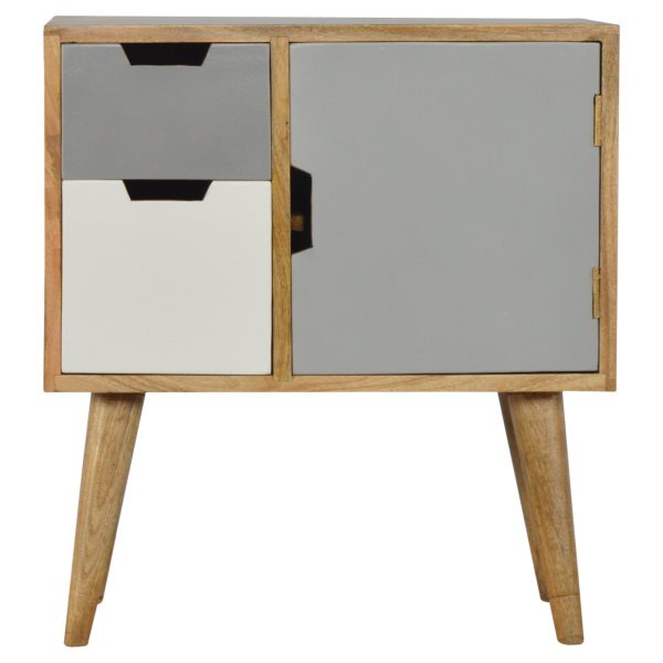 Solid Mango Wood Grey and White Painted Cabinet