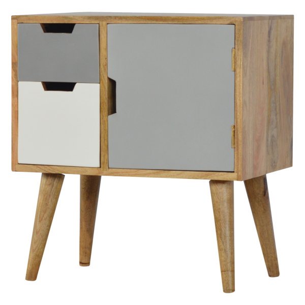 Solid Mango Wood Grey and White Painted Cabinet - Image 2