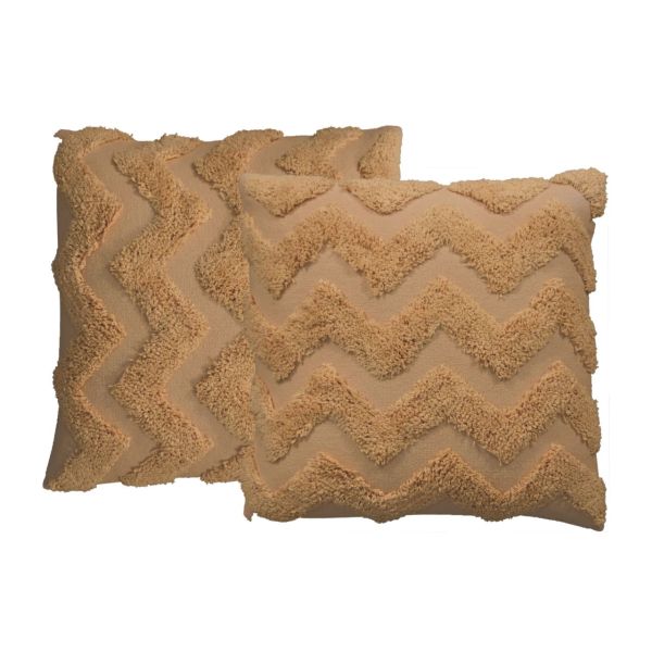 Mango Wood Mustard Zig-zag Cushion Set of 2
