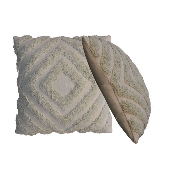 Mango Wood Sage Green Diamond Cushion Set of 2