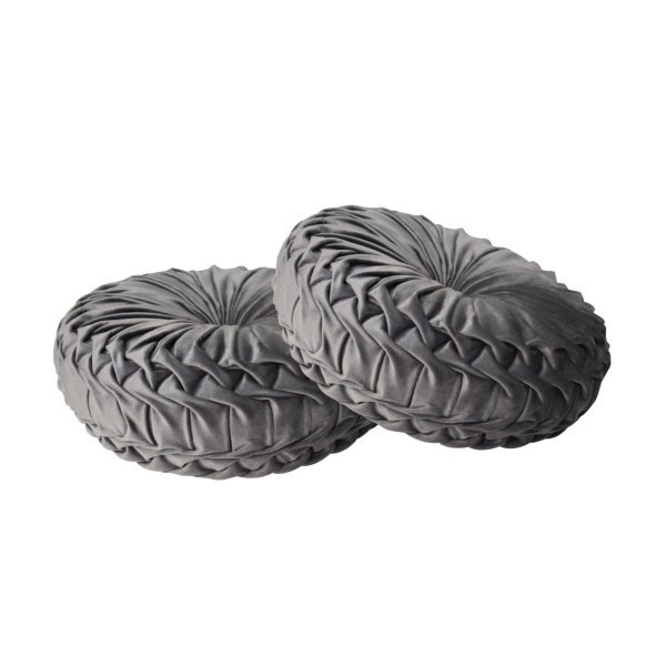 Solid Mango Set of 2 Grey Smocked Cushions - Image 2