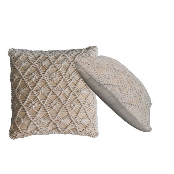Mango Wood 2x Maura Natural White Cushions