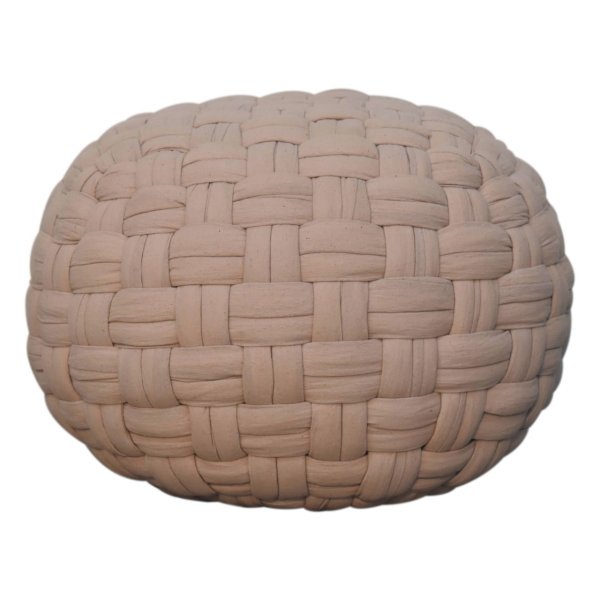 Mango Wood Tube Pouffe Cream