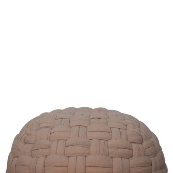 Solid Mango Wood Tube Pouffe Cream - Image 3