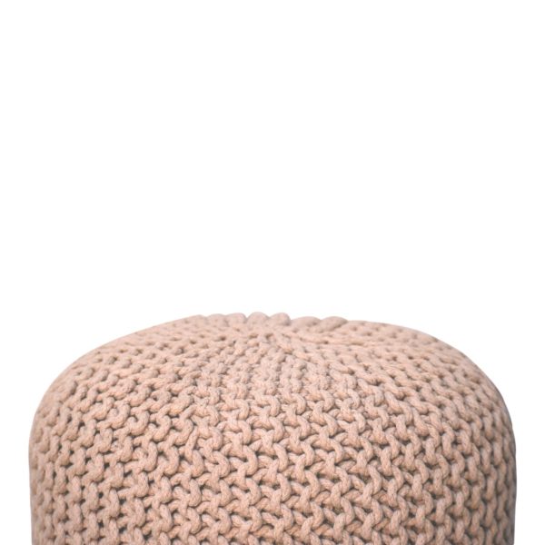 Mango Wood Keeva Beige Round Footstool - Image 4