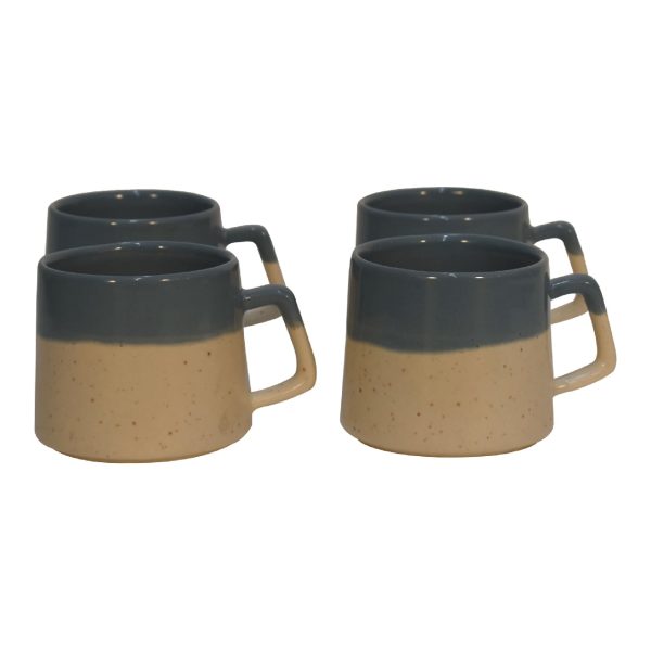 Solid Mango Grey Half Dipped Mug - Set of 4