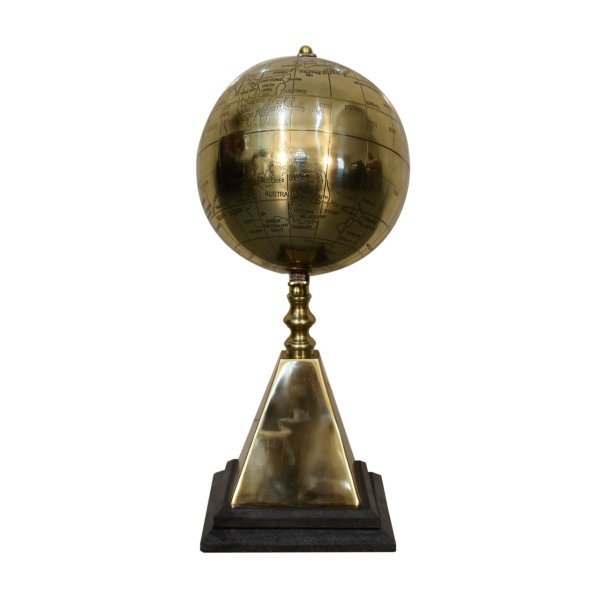 Solid Mango Gold Coloured Brass Pyramid Globe