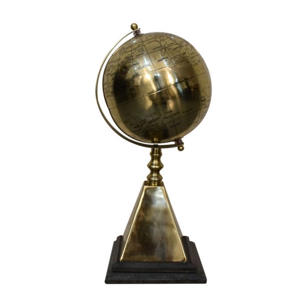 Solid Mango Gold Coloured Brass Pyramid Globe - Image 2