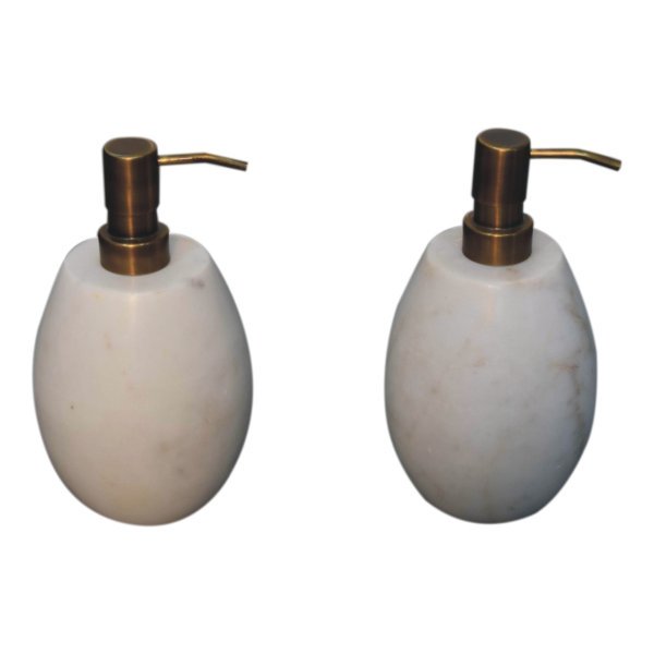 Mango Wood White Marble Soap Dispenser of 2 - Image 3