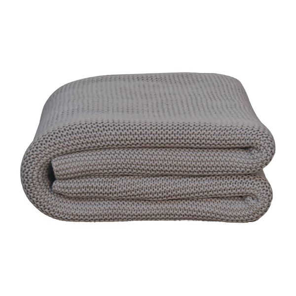 Mango Wood Double Grey Knitted Throw